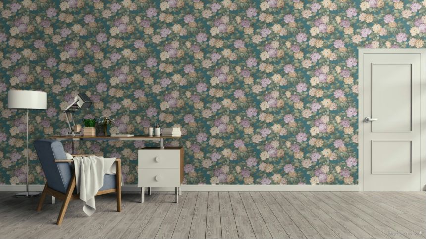 Blumentapete, grün, lila, 7719, Agora, Parato by Cristiana Masi