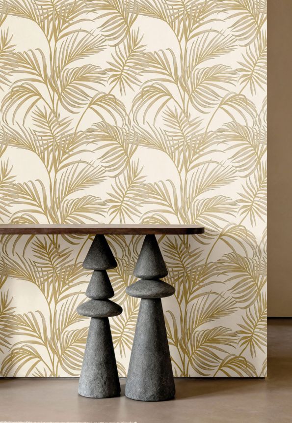 Luxuriöse creme-beige Tapete mit Palmblättern, 7731, Agora, Parato by Cristiana Masi