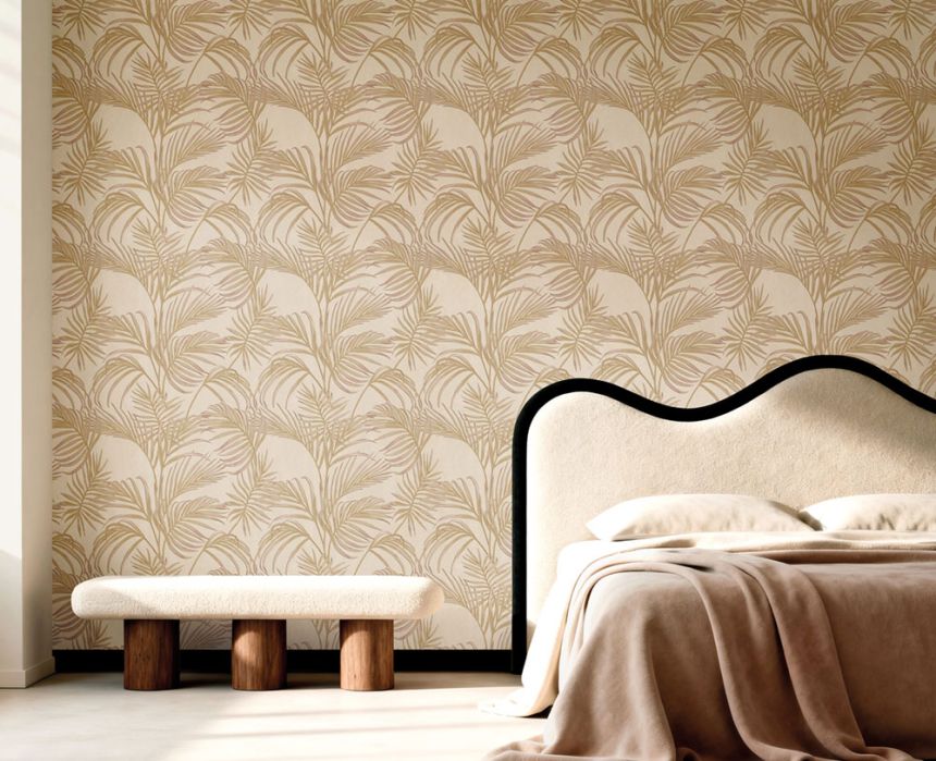 Luxuriöse braun-beige Tapete mit Palmblättern, 7732, Agora, Parato by Cristiana Masi