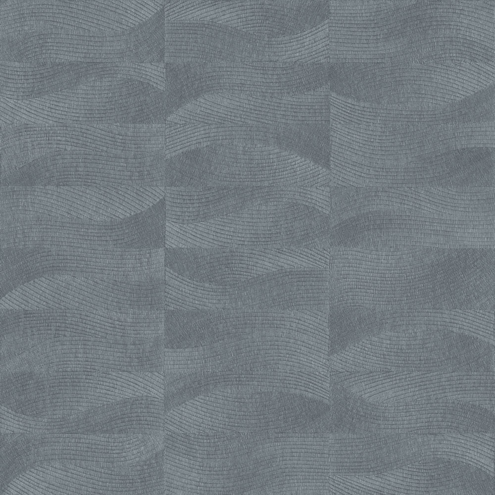 Tapete, Blau, Stickerei-Optik, Wellen, TN29025, Terra Nova, Decoprint
