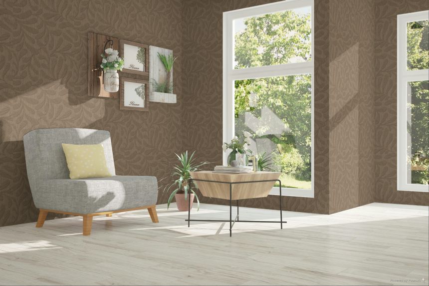 Tapete, Braun, Rot, Holzoptik, Blätter, TN29053, Terra Nova, Decoprint