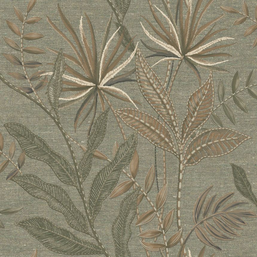 Tapete, Grün, Braun, Stoffoptik, Blätter, TN29083, Terra Nova, Decoprint