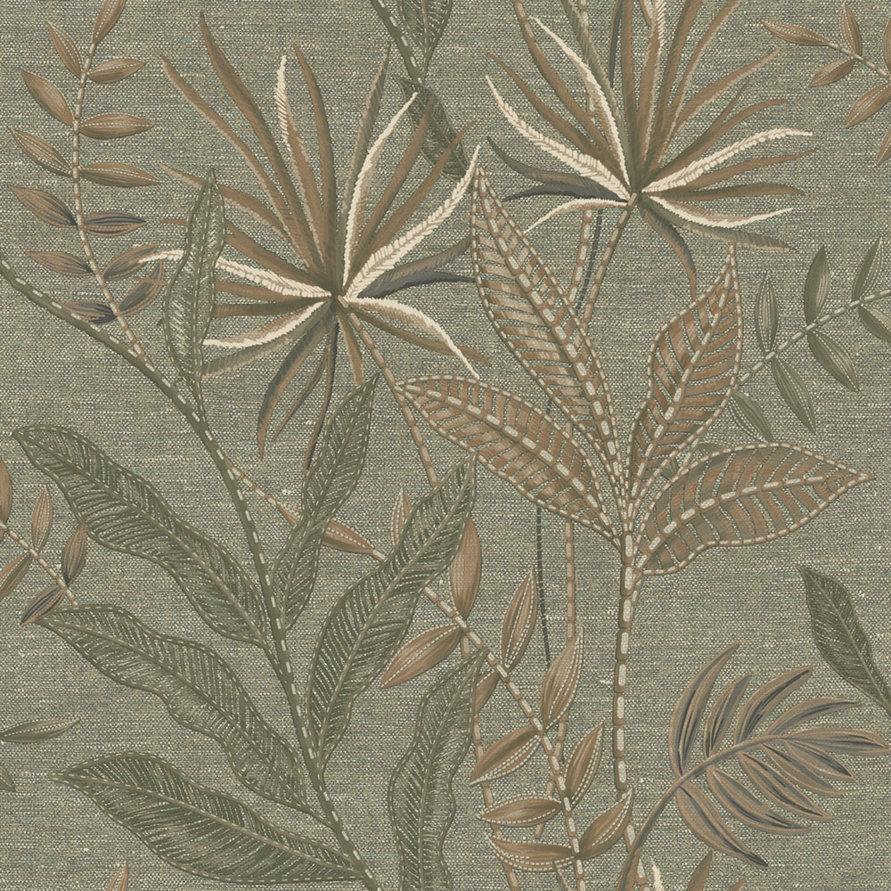 Tapete, Grün, Braun, Stoffoptik, Blätter, TN29083, Terra Nova, Decoprint