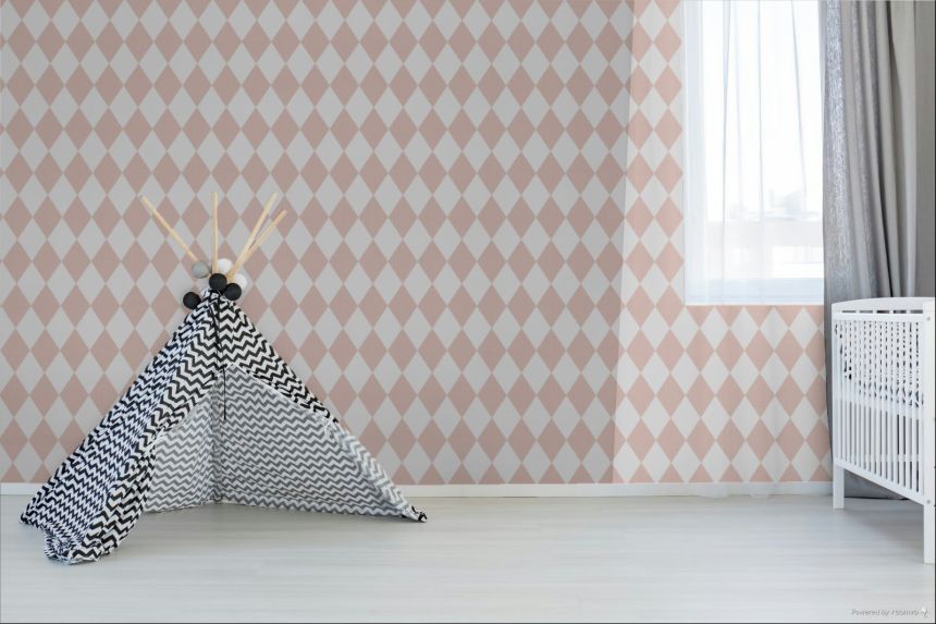 Tapete, rosa, weiß, Rauten, 4445, Momi, Parato by Cristiana Masi