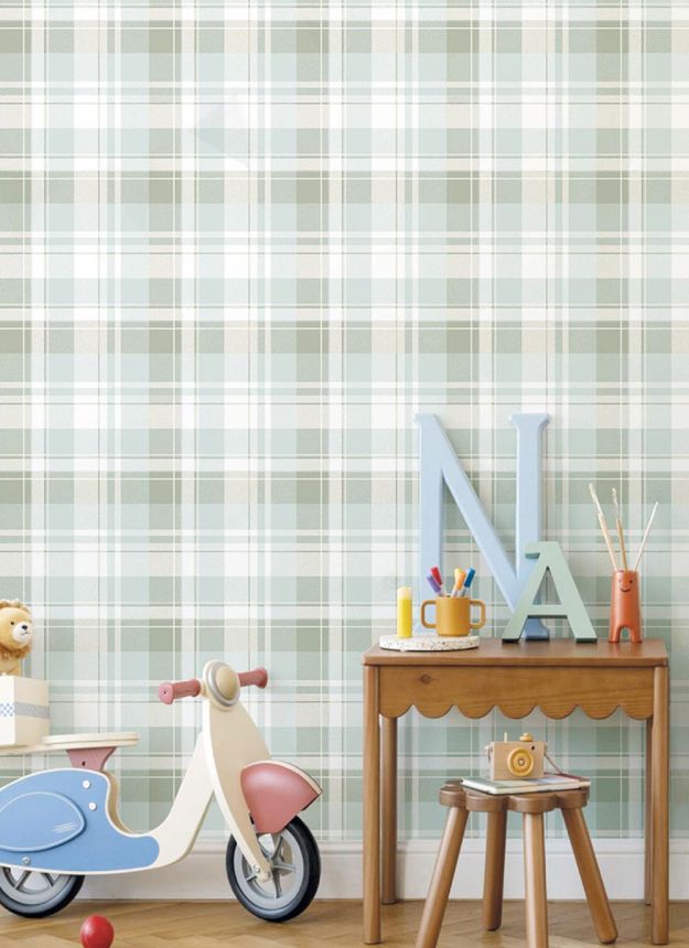 Tapete, blau, karierte Stoffoptik, 4492, Momi, Parato by Cristiana Masi