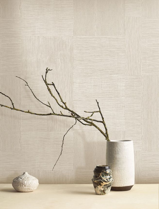 Tapete, beige, weiß, Muster, TRA201, Traces, Masureel
