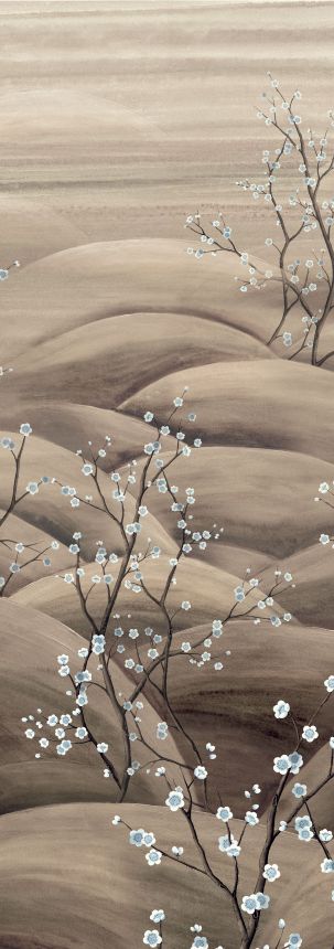 Fototapete, beige, grau, blühende Sakura-Zweige, DGTRA5012-260, Traces, Masureel