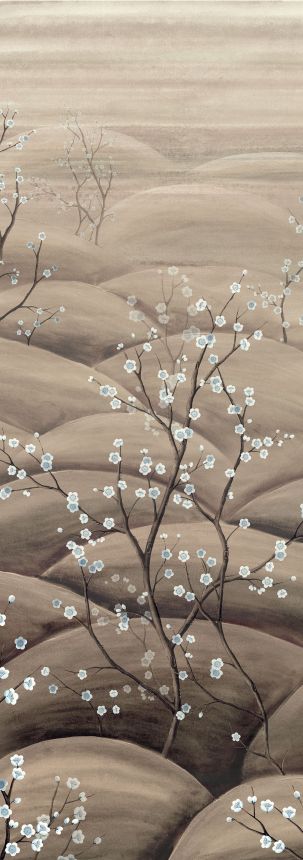 Fototapete, beige, grau, blühende Sakura-Zweige, DGTRA5013-300, Traces, Masureel