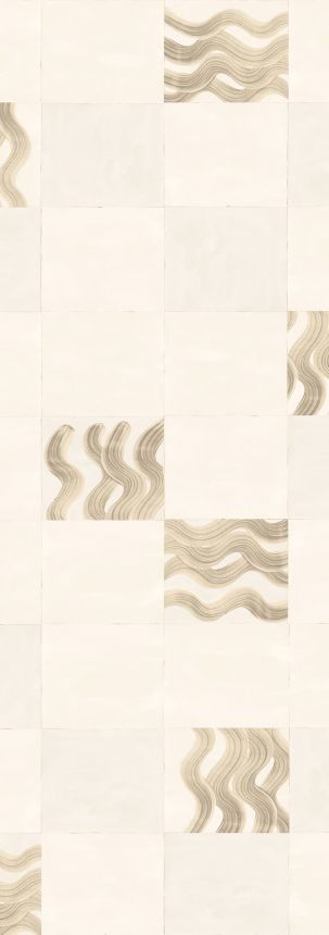 Fototapete, beige, grau, Wellen in Quadraten, DGTRA6012-300, Traces, Masureel