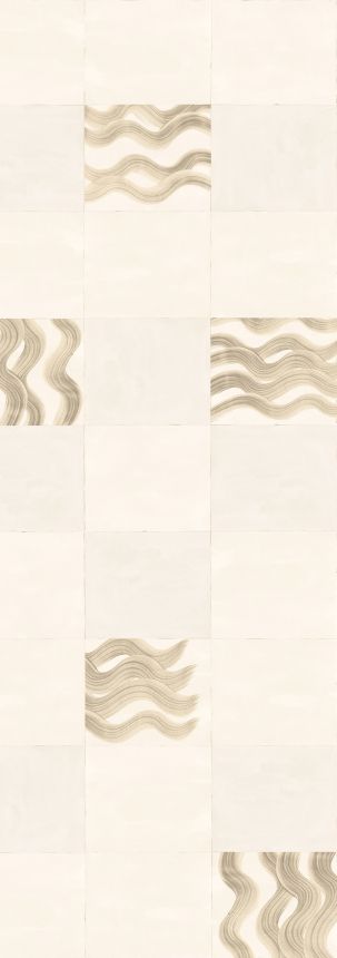 Fototapete, beige, grau, Wellen in Quadraten, DGTRA6013-300, Traces, Masureel