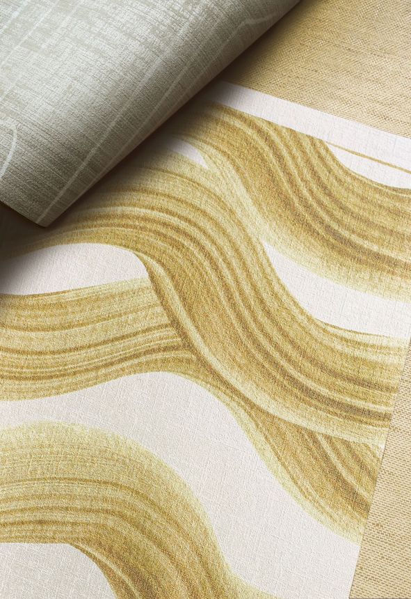 Fototapete, beige, gold, Wellen in Quadraten, DGTRA6021-300, Traces, Masureel