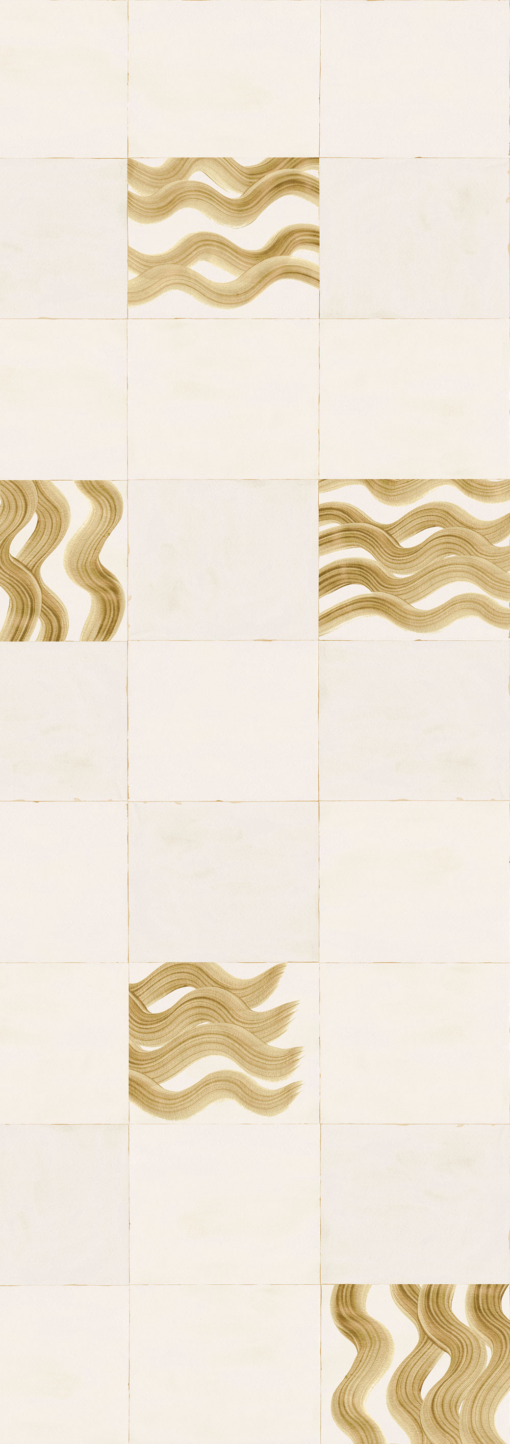 Fototapete, beige, gold, Wellen in Quadraten, DGTRA6023-260, Traces, Masureel
