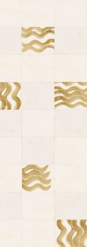 Fototapete, beige, gold, Wellen in Quadraten, DGTRA6023-300, Traces, Masureel