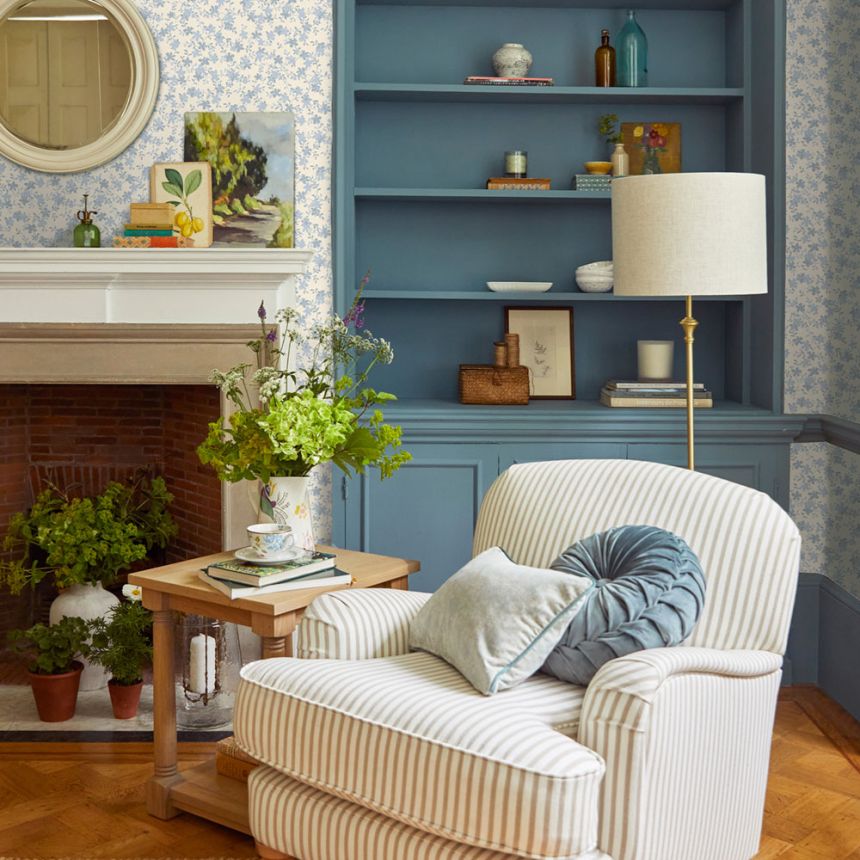 Tapete, Blau, Grau, Blätter, 122744, Laura Ashley 4