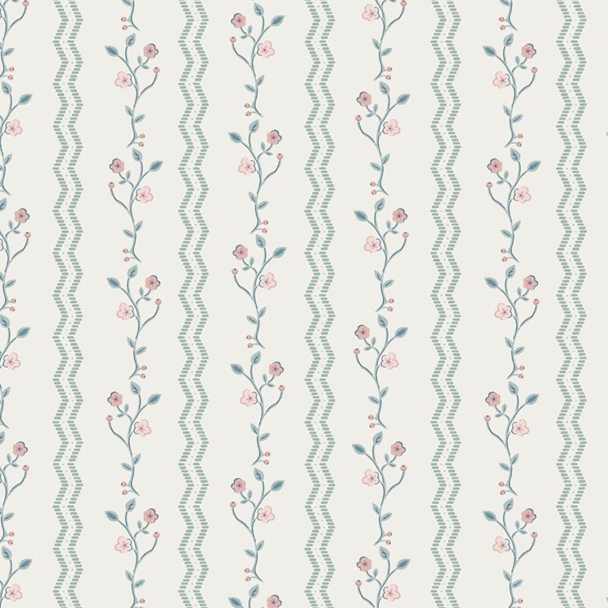 Tapete, Rosa, Blau, Blüten, 122748, Laura Ashley 4