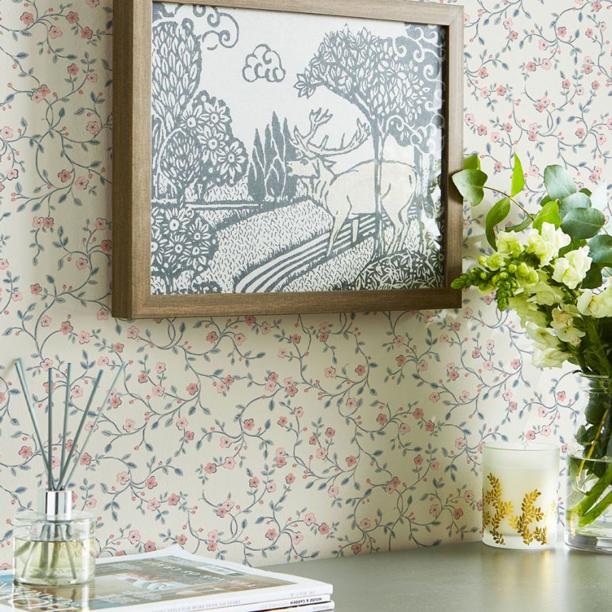 Tapete, Blau, Rosa, Blumen, 122749, Laura Ashley 4