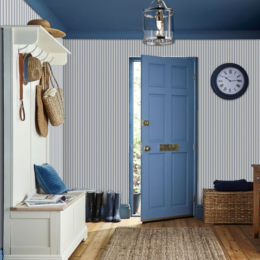 Tapete, Blau-Weiß, Streifen, 122752, Laura Ashley 4