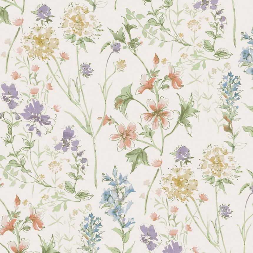 Tapete, Grün, Blau, Wildblumenwiese, 122764, Laura Ashley 4