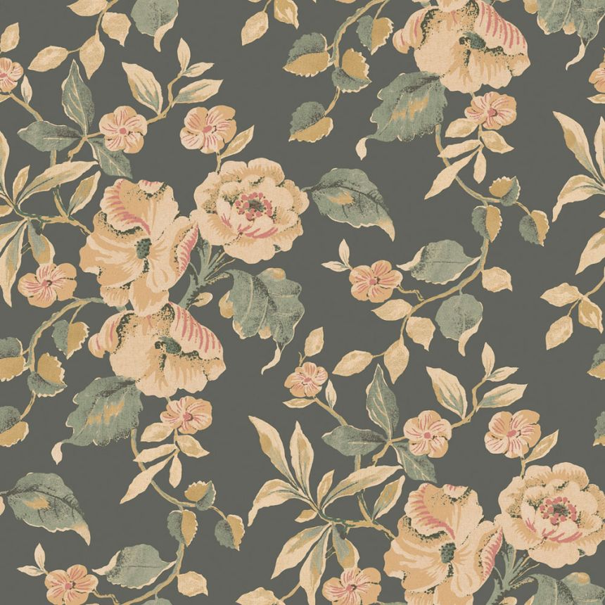 Blumentapete, Orange, Blau, 127396, Laura Ashley 4