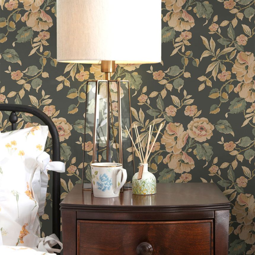 Blumentapete, Orange, Blau, 127396, Laura Ashley 4