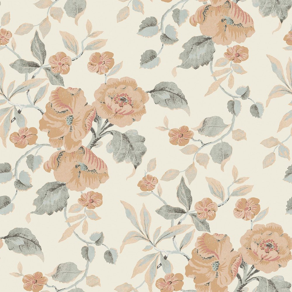 Blumentapete, Orange, Weiß, 127397, Laura Ashley 4