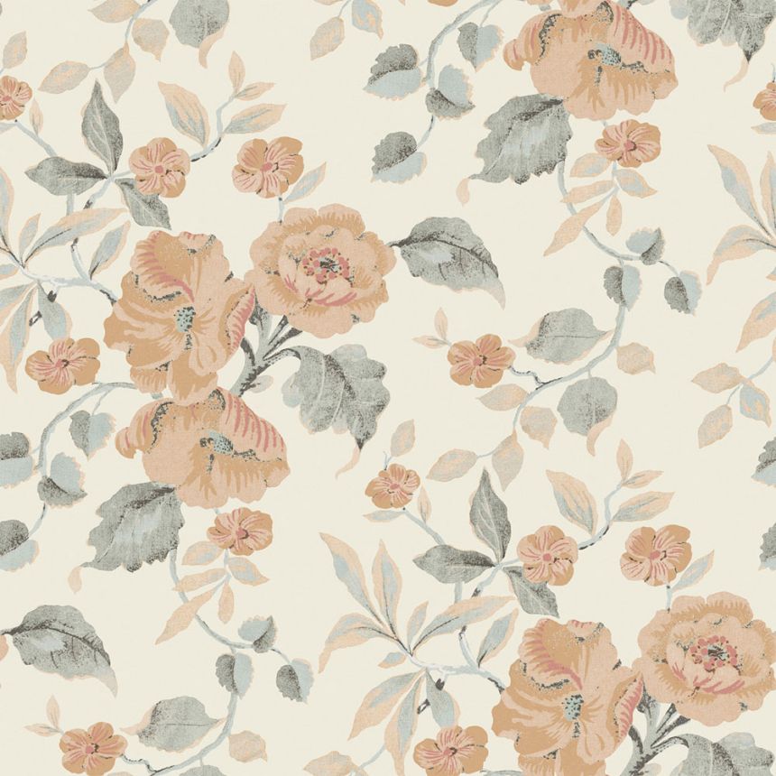 Blumentapete, Orange, Weiß, 127397, Laura Ashley 4