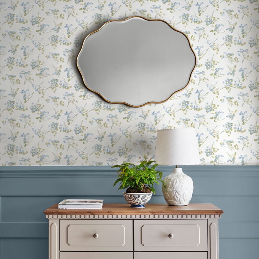 Tapete, Weiß, Blau, Blumenmuster, 130102, Laura Ashley 4