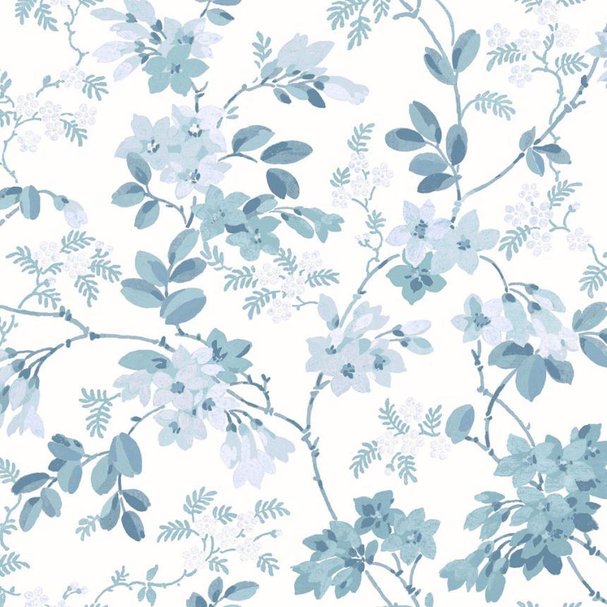 Tapete, Blau, Weiß, Blüten, Blätter, 130107, Laura Ashley 4