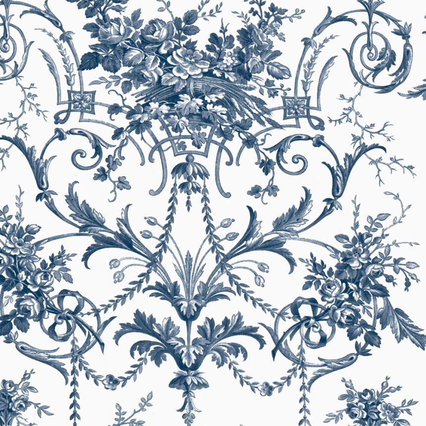 Schlosstapete, Blau-Weiß, Blüten, 122767, Laura Ashley 4