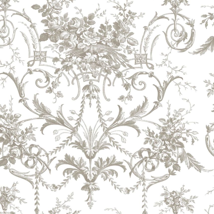 Schlosstapete, Grau-Weiß, Blüten, 130111, Laura Ashley 4