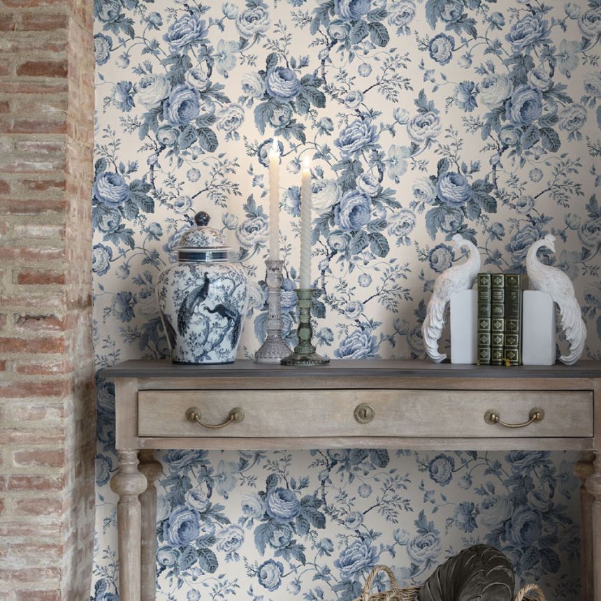 Tapete, Blau, Weiß, Blumenmuster, 140324, Laura Ashley 4