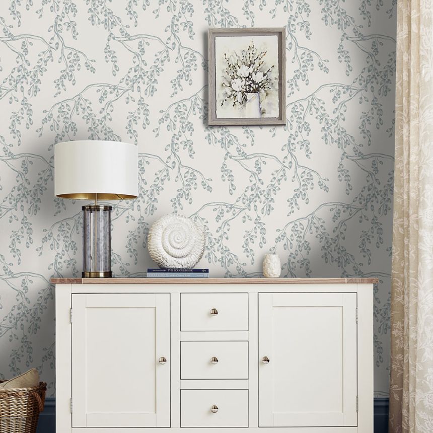Tapete, Weiß-Blau, Zweige, 140334, Laura Ashley 4
