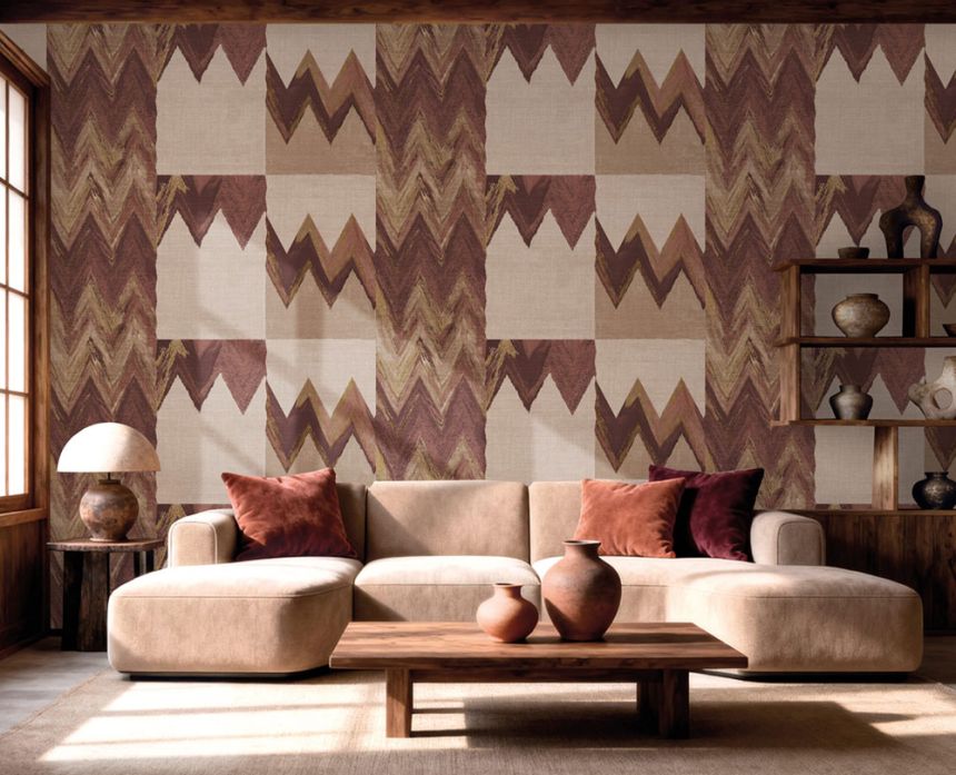 Geometrische Tapete, braun, beige, Stoffoptik, 6674, Metamorphosis, Parato by Cristiana Masi
