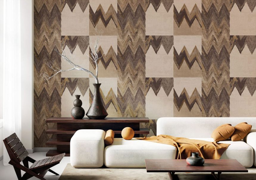 Geometrische Tapete, beige, braun, Stoffoptik, 6679, Metamorphosis, Parato by Cristiana Masi