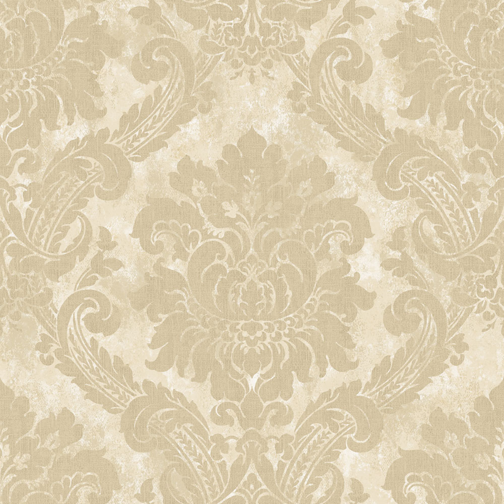 Tapete, beige, weiß, Damastmuster, AU41002, Aurelia, Prestige Wallcoverings