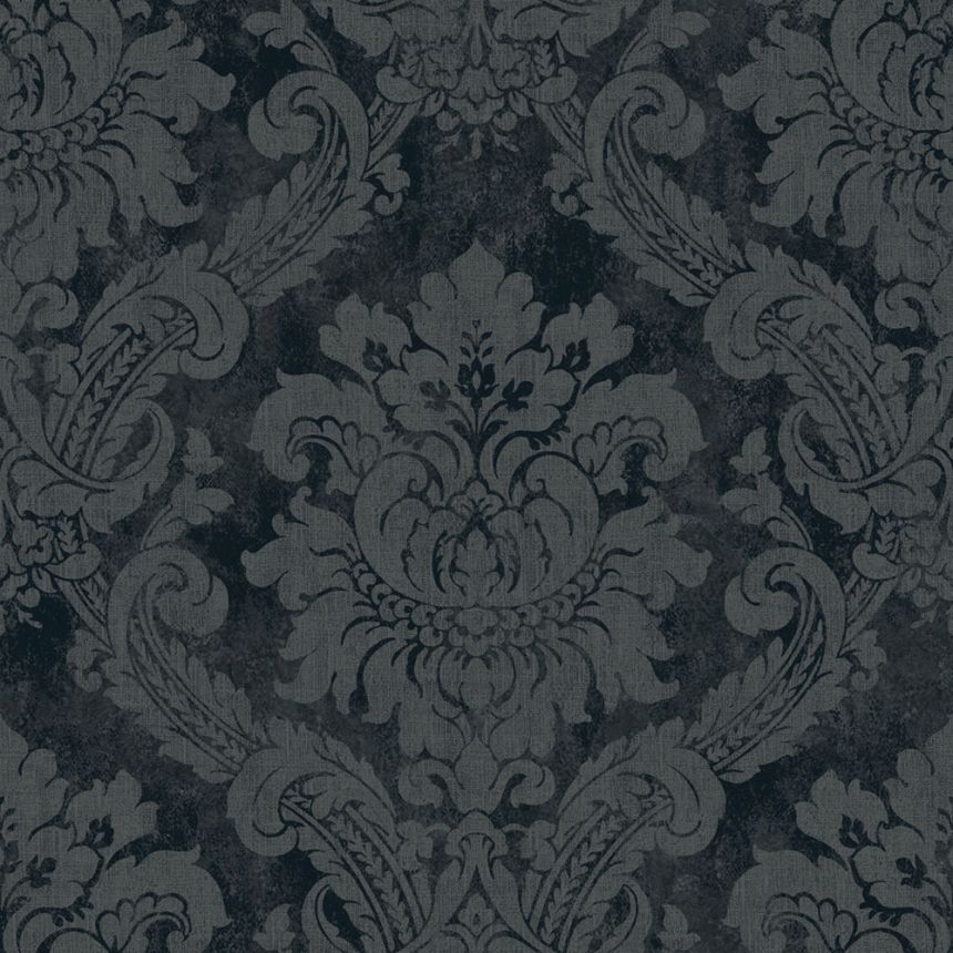 Tapete, blau, grau, Damastmuster, AU41006, Aurelia, Prestige Wallcoverings
