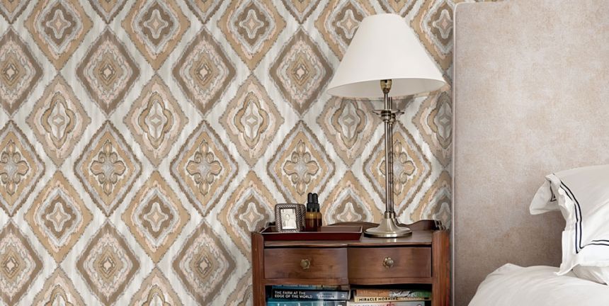 Tapete, rosa, grau, Stoffoptik, AU41403, Aurelia, Prestige Wallcoverings