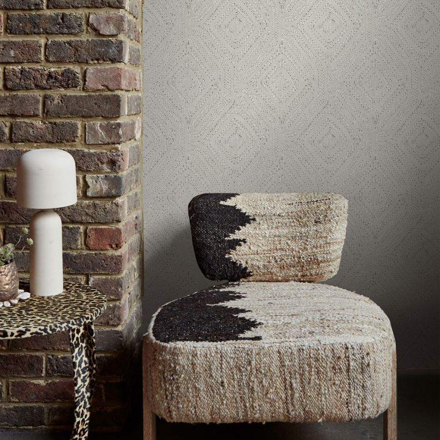 Geometrische Tapete, beige, braun, Strickoptik, 140086, Abigail Ahern vol.1