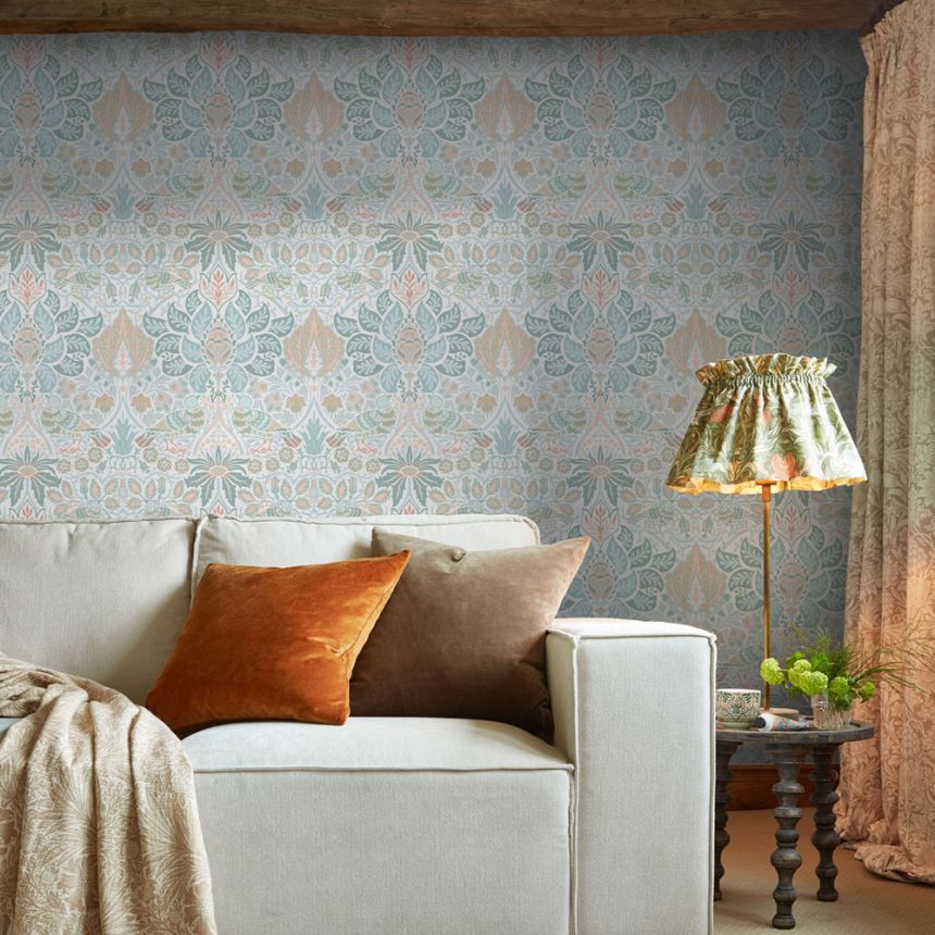 Tapete, Grau, Grün, Blumen, Vögel, 140479, William Morris at Home vol. 2