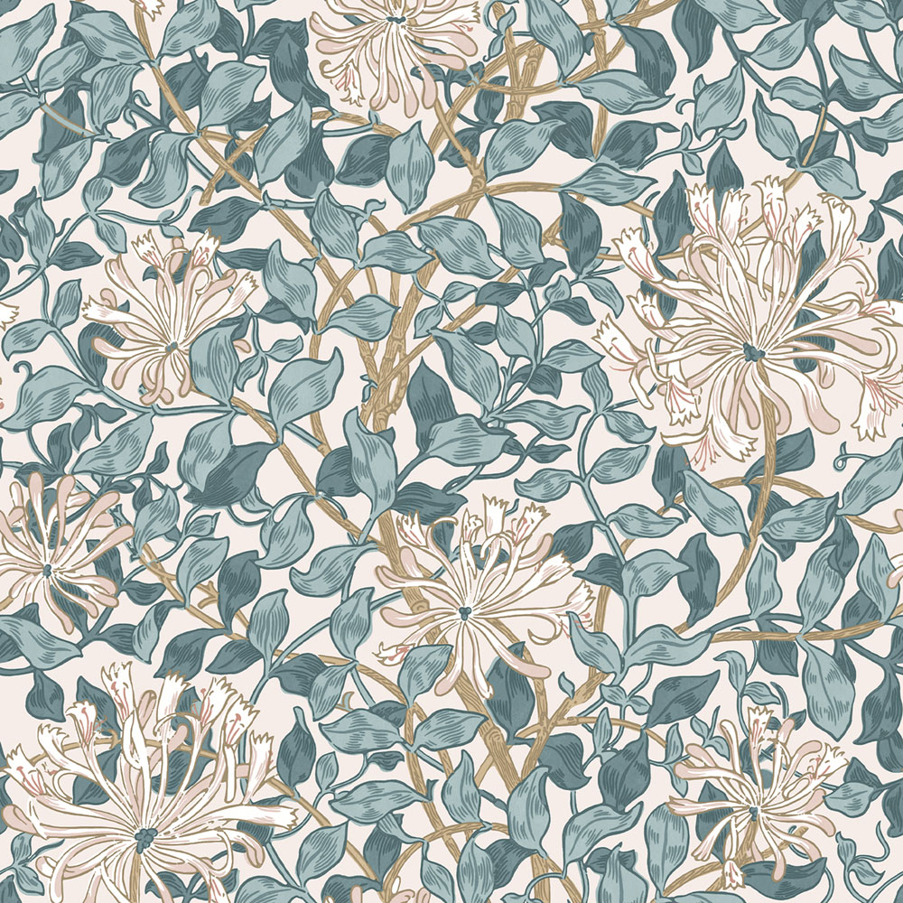 Tapete, Rosa, Grün, Blumen, Blätter, 140483, William Morris at Home vol. 2