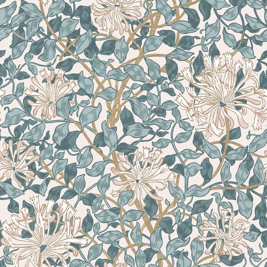 Tapete, Rosa, Grün, Blumen, Blätter, 140483, William Morris at Home vol. 2