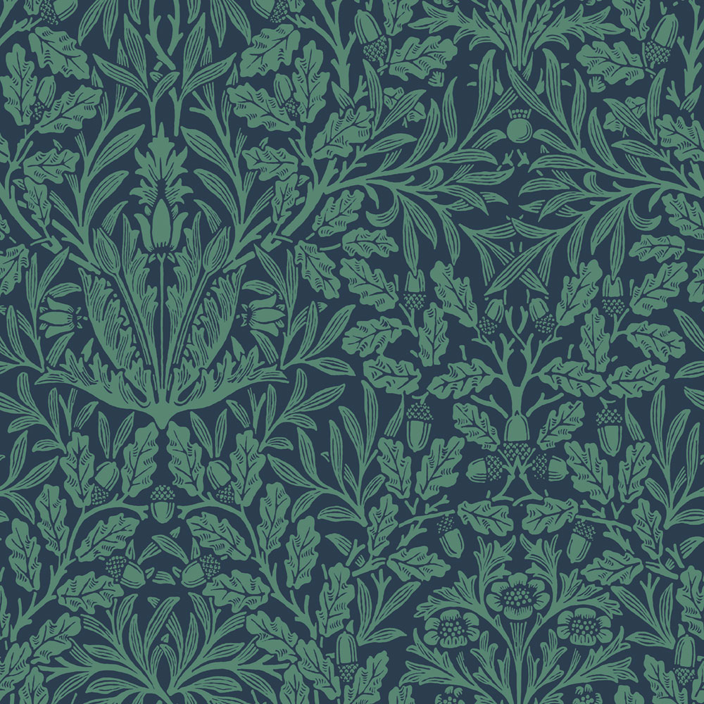 Tapete, Blau, Blumen, Blätter, 140489, William Morris at Home vol. 2