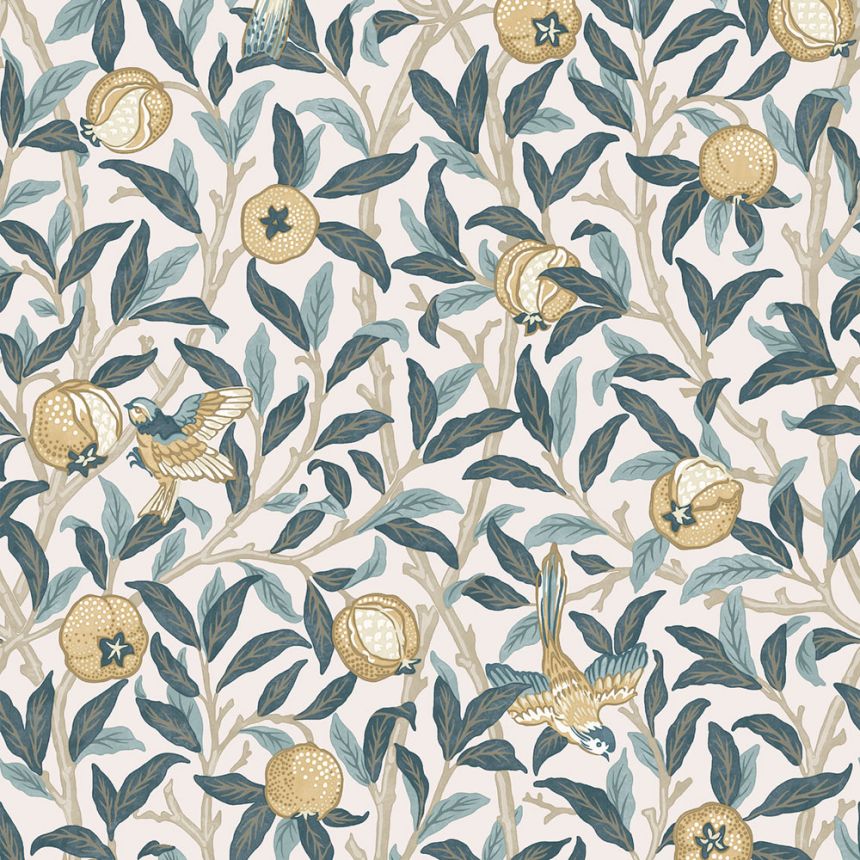 Tapete, Beige, Grün, Zweige, Vögel, 140501, William Morris at Home vol. 2