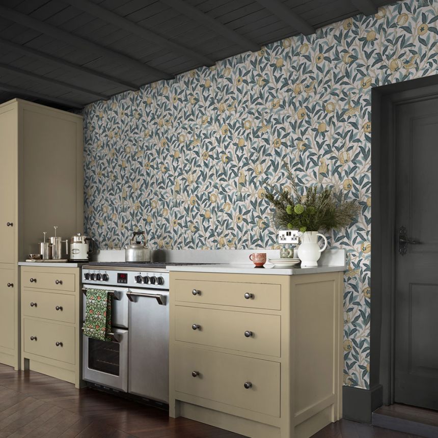 Tapete, Beige, Grün, Zweige, Vögel, 140501, William Morris at Home vol. 2