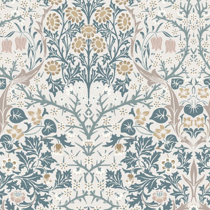 Tapete, Beige, Grau, Blumen, Blätter, 140505, William Morris at Home vol. 2