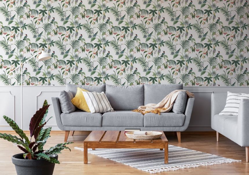 Vliestapete Blumen, Blätter und Vögel 106975, Vavex 2022