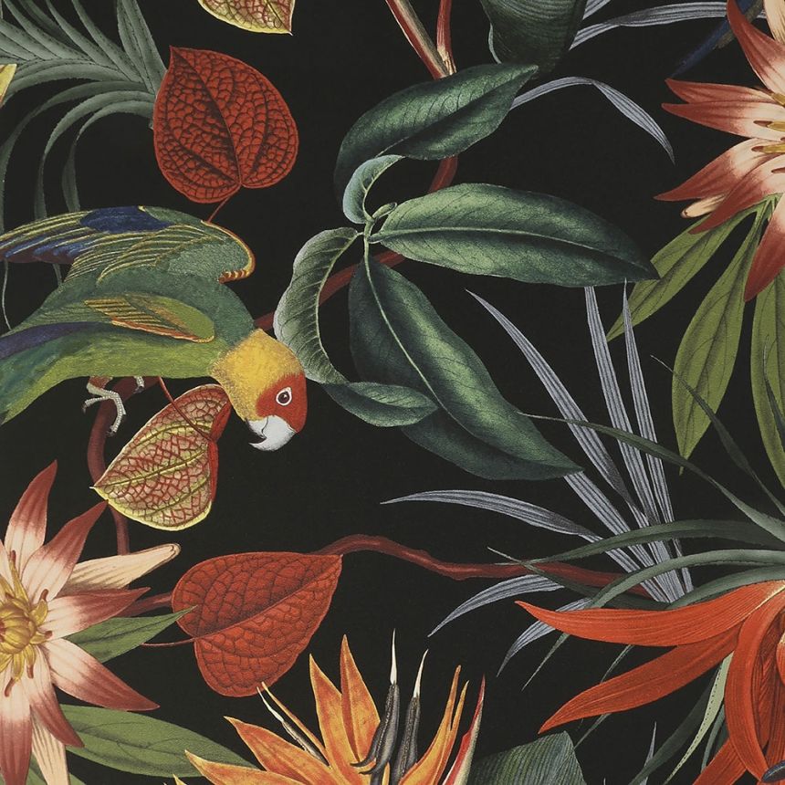 Vliestapete Exotische Blumen, Blätter und Papageien 108602, Vavex 2022