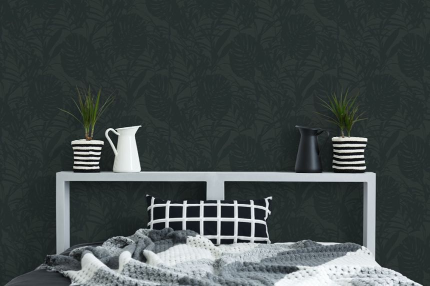 Non-woven wallpaper Leaves, Monstera 105975, Palm Green, Paradise, Graham & Brown