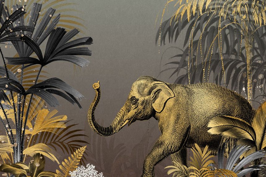 Fototapete nach Maß, Goldener Elefant, Palmen, 10187, Vavex