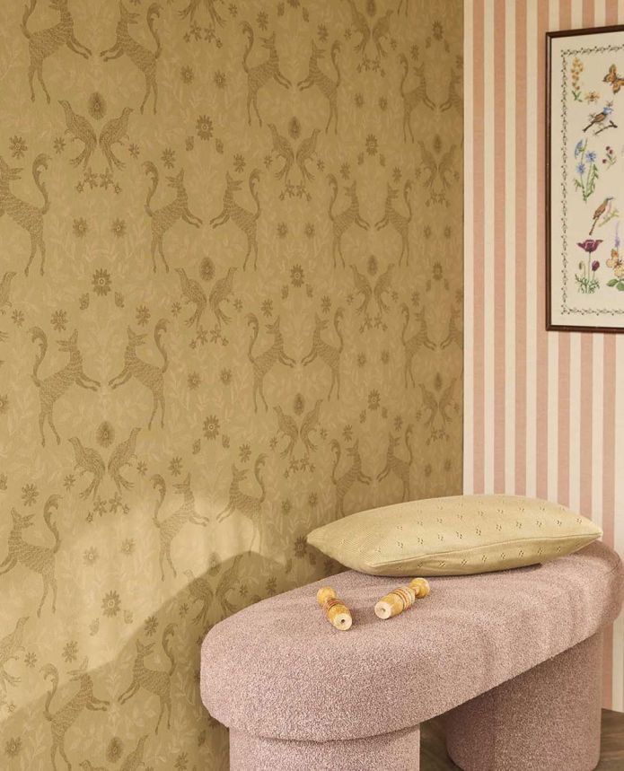 Tapete, rotbraun, beige, gestreifte Stoffoptik, 363152, Tiny Treasures, Eijffinger